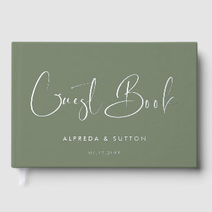 Elegante & Moderne Donkere Wijze & Zilveren folie  Gastenboek