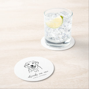 Elegante moderne drankjes op mijn hond huwelijksfe ronde kartonnen onderzetter