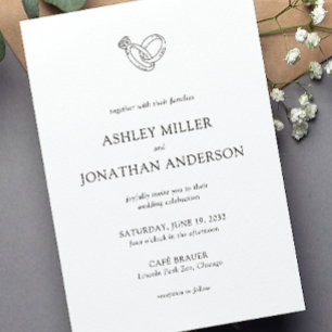 Elegante moderne eenvoudige elementen bruiloft kaart