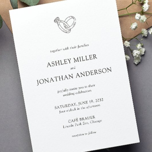 Elegante moderne eenvoudige elementen bruiloft kaart