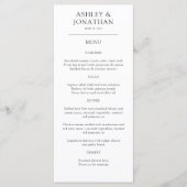 Elegante moderne eenvoudige elementen bruiloft menu (Voorkant)