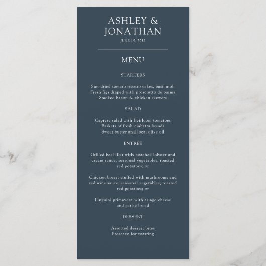 Elegante moderne eenvoudige elementen bruiloft menu (Voorkant)