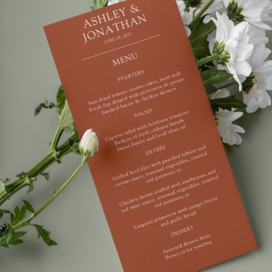 Elegante moderne eenvoudige elementen bruiloft menu