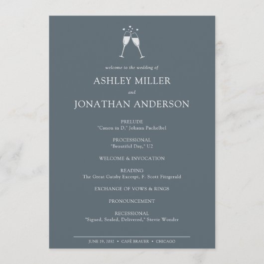 Elegante moderne eenvoudige elementen bruiloft programma (Voorkant)