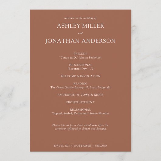 Elegante moderne eenvoudige elementen bruiloft programma (Voorkant)