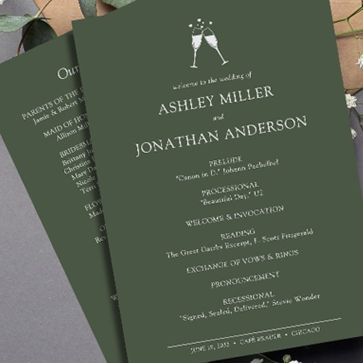 Elegante moderne eenvoudige elementen bruiloft programma