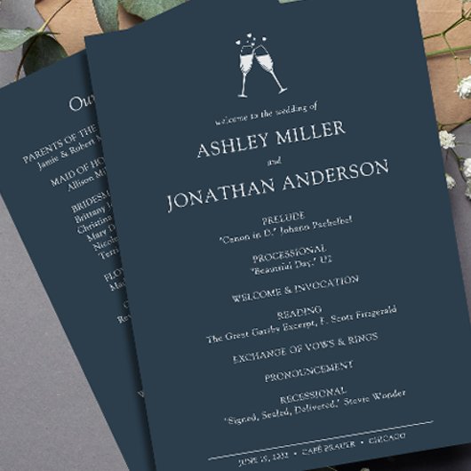 Elegante moderne eenvoudige elementen bruiloft programma