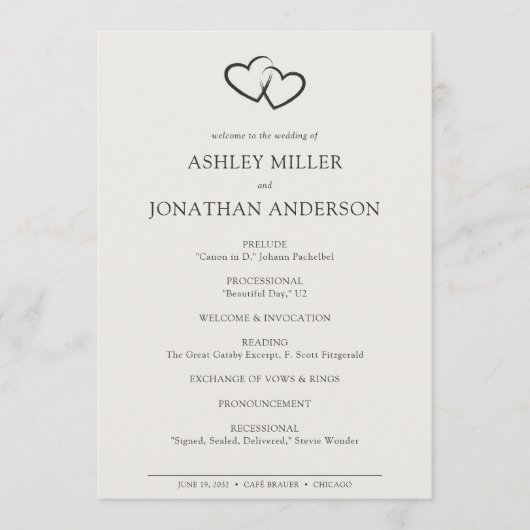 Elegante moderne eenvoudige elementen bruiloft programma (Voorkant)