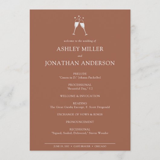 Elegante moderne eenvoudige elementen bruiloft programma (Voorkant)