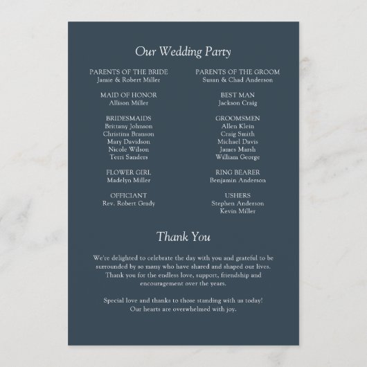 Elegante moderne eenvoudige elementen bruiloft programma (Achterkant)