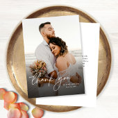 Elegante moderne eenvoudige verticale foto bruilof bedankkaart