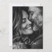 Elegante moderne eenvoudige zwart-wit foto save the date (Voorkant)