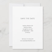 Elegante moderne eenvoudige zwart-wit foto save the date (Achterkant)