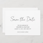 Elegante moderne eenvoudige zwarte en witte typogr save the date (Voorkant / Achterkant)