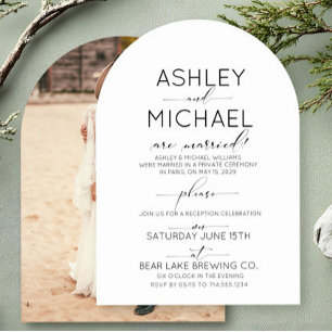 Elegante moderne Elopement Script foto receptie Kaart