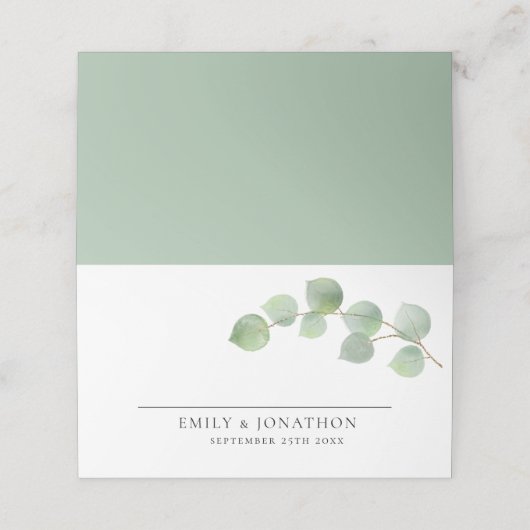 Elegante Moderne Eucalyptus Namen Datum Bruiloft (Buitenkant ongevouwen)