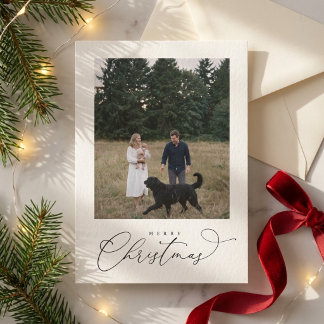 Elegante moderne familiedier foto vrolijk kerstfee feestdagenkaart