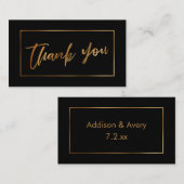Elegante moderne faux goud op zwart dank u invoege informatiekaartje (Voorkant / Achterkant)
