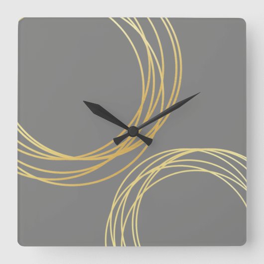 Elegante moderne faux gouden geometrische cirkels vierkante klok (Voorkant)