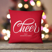 Elegante Moderne Festieve Rode Script Kerst Groet Kussen