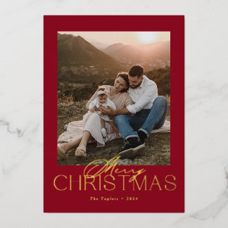 Elegante Moderne Folie Foto Kerst Kaart