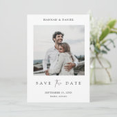 Elegante moderne foto bruiloft Save the Date Kaart (Staand voorkant)