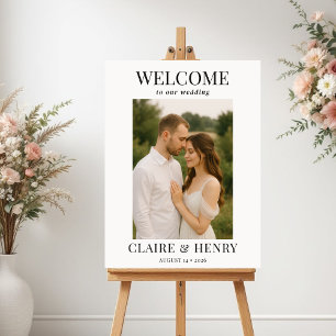 Elegante moderne foto bruiloft welkom bord poster