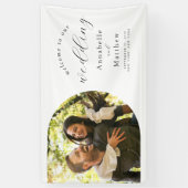 Elegante moderne foto bruiloft welkom spandoek (Verticaal)