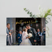 Elegante moderne foto bruiloftsreceptie folie uitnodiging (Staand Voorkant)