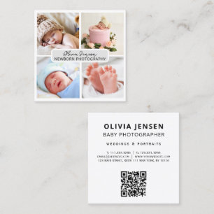 Elegante Moderne foto Pasgeboren Fotograaf QR-code Vierkante Visitekaartje