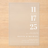 Elegante moderne Frosted Wedding Acryl Uitnodigingen (Voorkant)