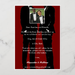 Elegante moderne gay Mannen bruiloft goud Folie Uitnodiging