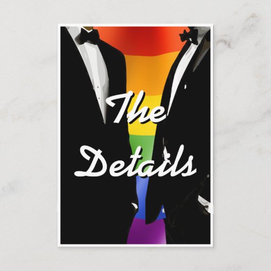 Elegante moderne gay Mannen bruiloft regenboog Informatiekaartje (Voorkant)