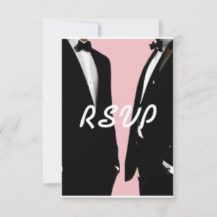 Elegante moderne gay Mannen bruiloft RSVP Kaartje