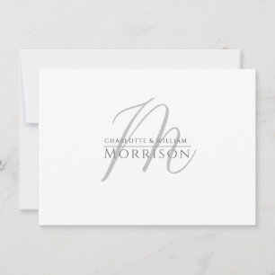 Elegante moderne gedempt grijs zwart monogram paar notitiekaartje