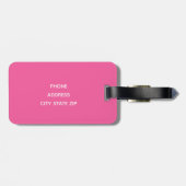 Elegante moderne, geometrische roze leren zwarte s bagagelabel (Achterkant horizontaal)