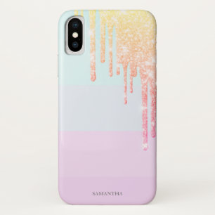 Elegante moderne gestreepte, ombre glitter druppel iPhone x hoesje