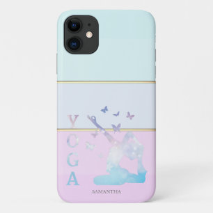 Elegante moderne gestreepte, Ombre yogameisjesilho iPhone 11 Hoesje