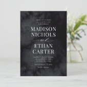 Elegante moderne glamour zwarte goth-huwelijk kaart (Staand voorkant)