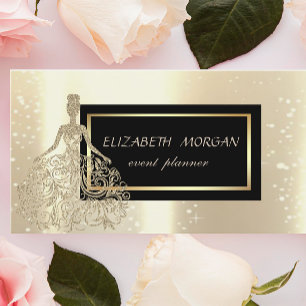 Elegante moderne glamoureuze namaak gouden jurk visitekaartje