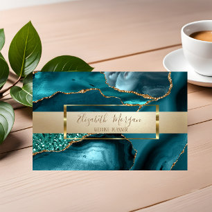 Elegante moderne glans, gouden frame smaragdgroen visitekaartje