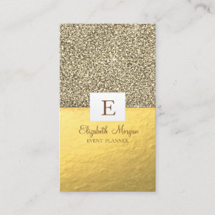 Elegante Moderne Glanzende Monogram Gouden Glitter Visitekaartje
