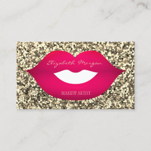 Elegante Moderne Glitters, Lippen, Visagist Visitekaartje
