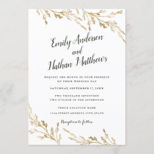 Elegante moderne Gold Leaf bruiloft Kaart