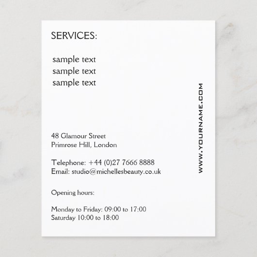 Elegante moderne golvende haar wimpers schoonheids flyer (Achterkant)