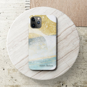 Elegante moderne goud folie en turquoise abstracte iPhone 11 pro hoesje