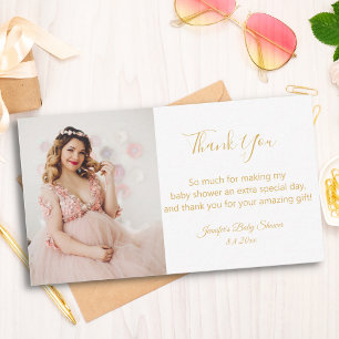 Elegante moderne gouden bedank baby shower foto notitiekaartje