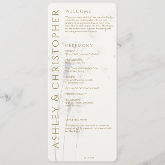 Elegante moderne gouden bruiloft programma (Voorkant)