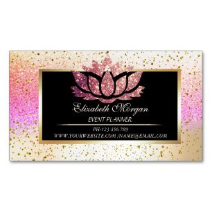 Elegante moderne gouden confetti, Bokeh frame lotu Magnetisch Visitekaartje