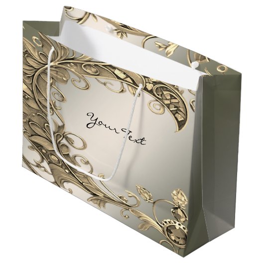 Elegante moderne gouden decoratieve cadeautas (Voorkant Gekanteld)